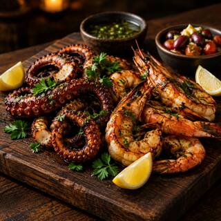 Octopus & shrimp grill